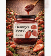 Granny's Secret Rosehip Extra Jam, Serbian Fruit Spread 670g (23.6oz)