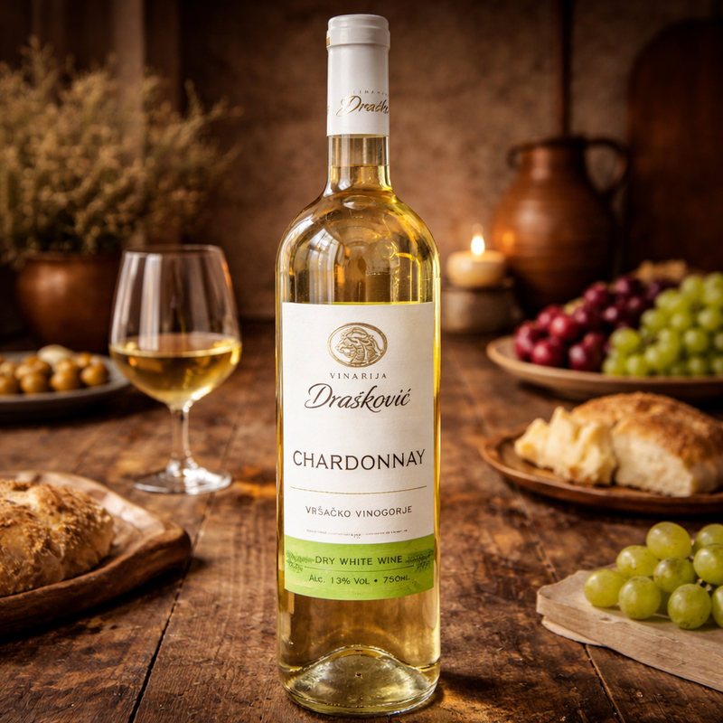 Vinarija Drašković Chardonnay Dry White Wine 750 ml 13% ABV — authentic alcohol from Serbia | Hamilton Euromarket
