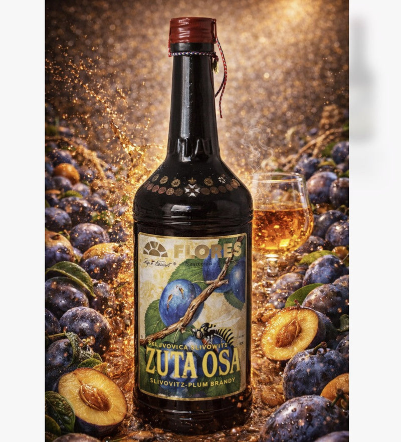 Flores Zuta Osa Slivovitz Plum Brandy 40% ABV 750 ml