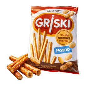 Griski Peanut Filled Pretzel Sticks, Macedonian Snack 150g (5.3oz)