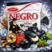 Pionir Negro Hard Filled Licorice Candy with Mint 100 g — authentic snack from Serbia | Hamilton Euromarket