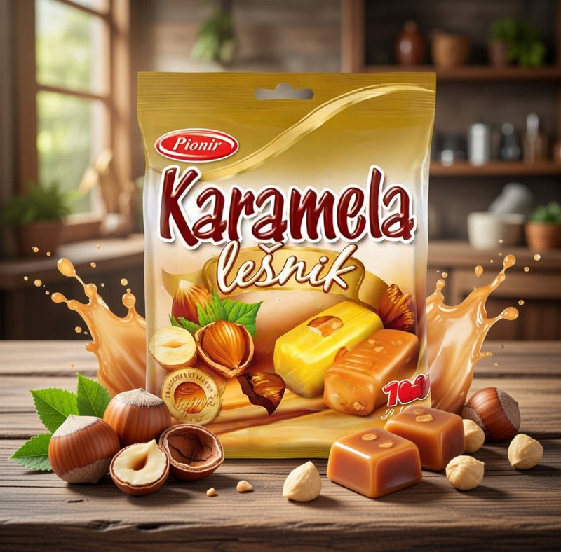 Pionir Karamela Lesnik Hazelnut Toffee Candies 800 g