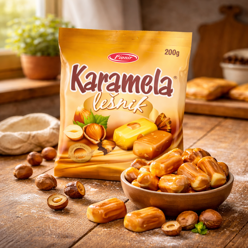 Pionir Karamela Lesnik Hazelnut Milk Caramels 200 g