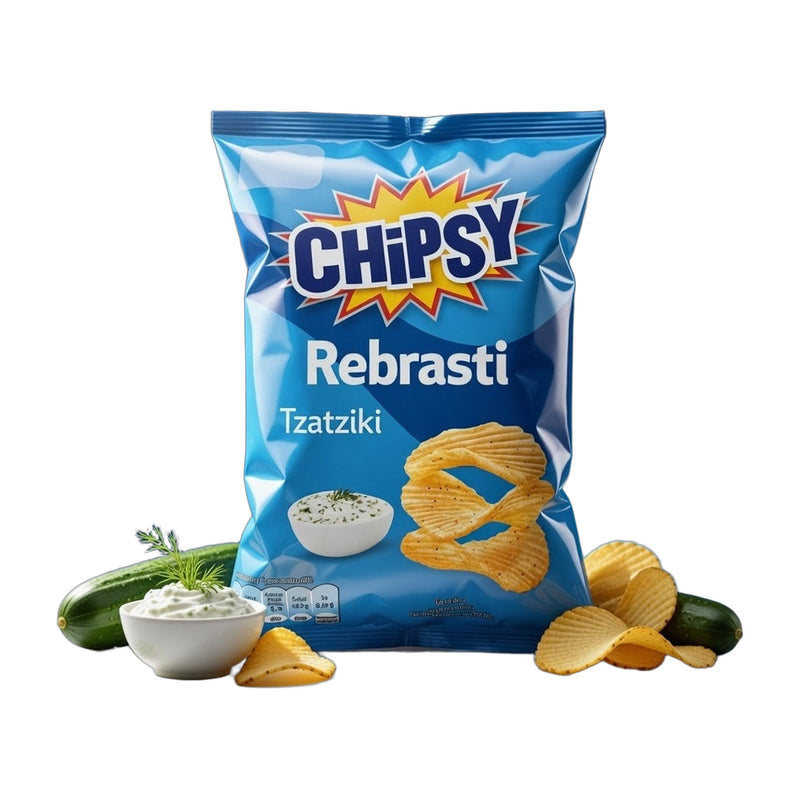 Chipsy Rebrasti Tzatziki Ridged Potato Chips 60 g | Hamilton Euromarket