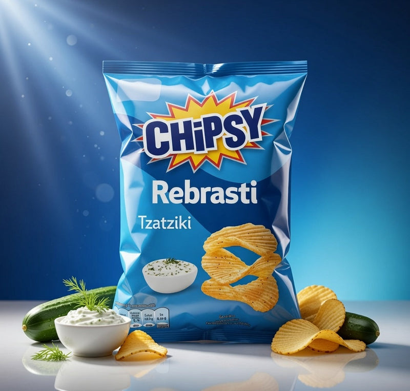 Chipsy Rebrasti Tzatziki Ridged Potato Chips 60 g