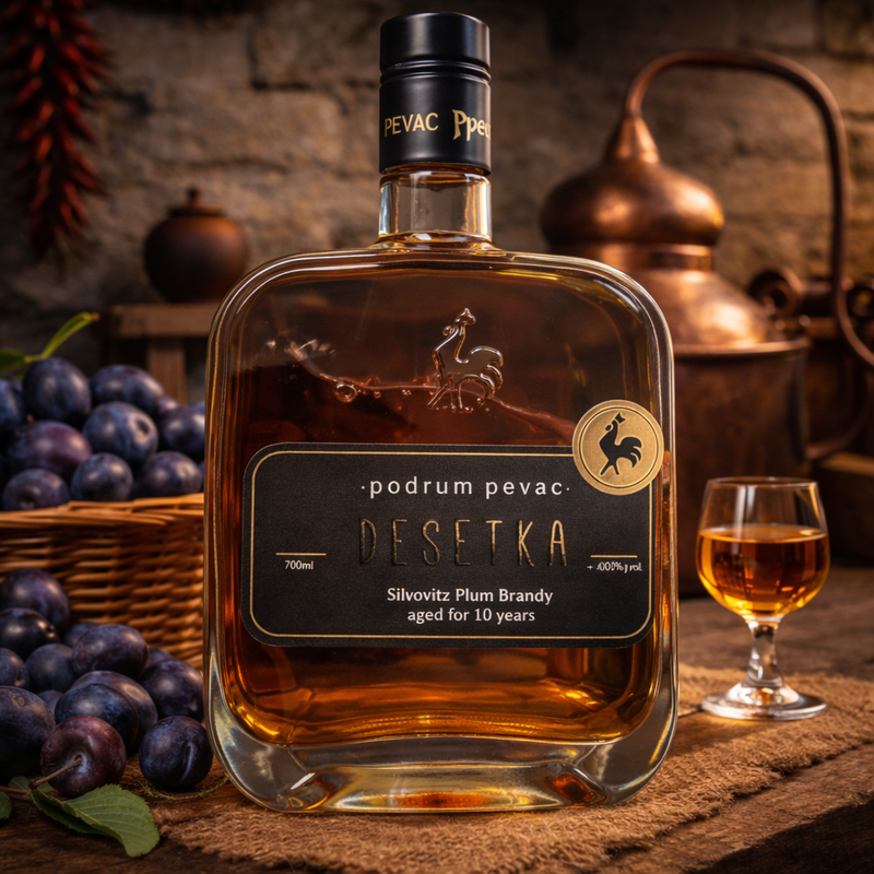 Podrum Pevac Desetka Slivovitz Plum Brandy 10 Year 700 mL