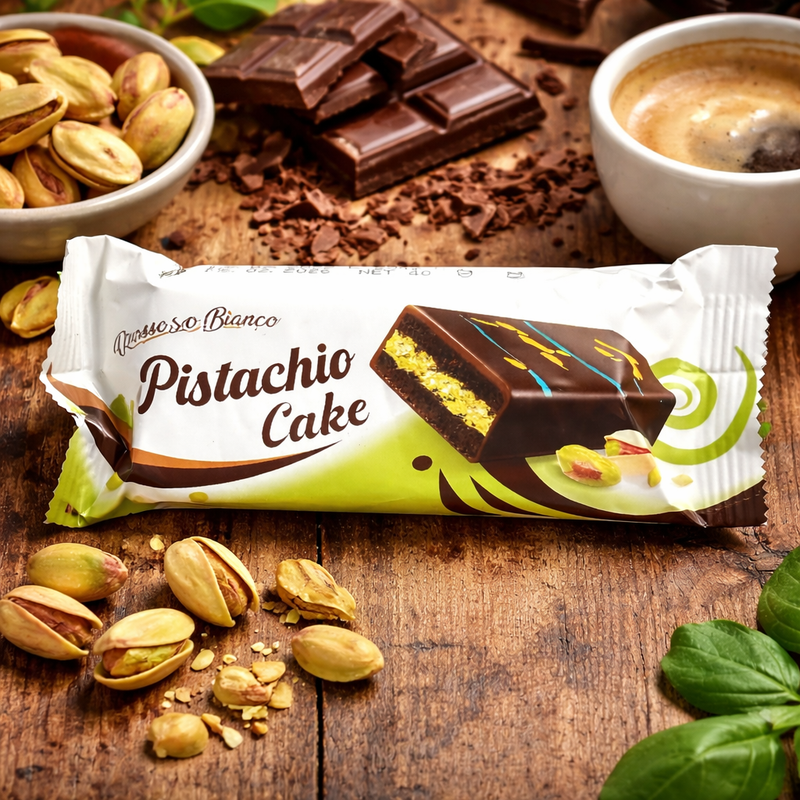 Nesso Bianco Pistachio Cake Cocoa Coated Snack Bar 40 g