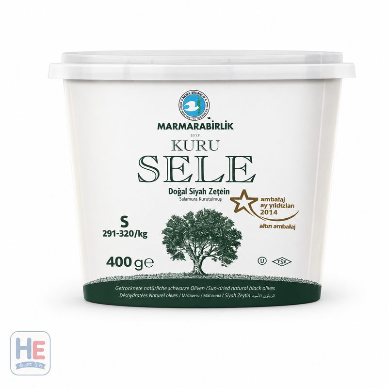 Marmarabirlik Kuru Sele Black Olives, Turkish Size S 400g (14.1oz)