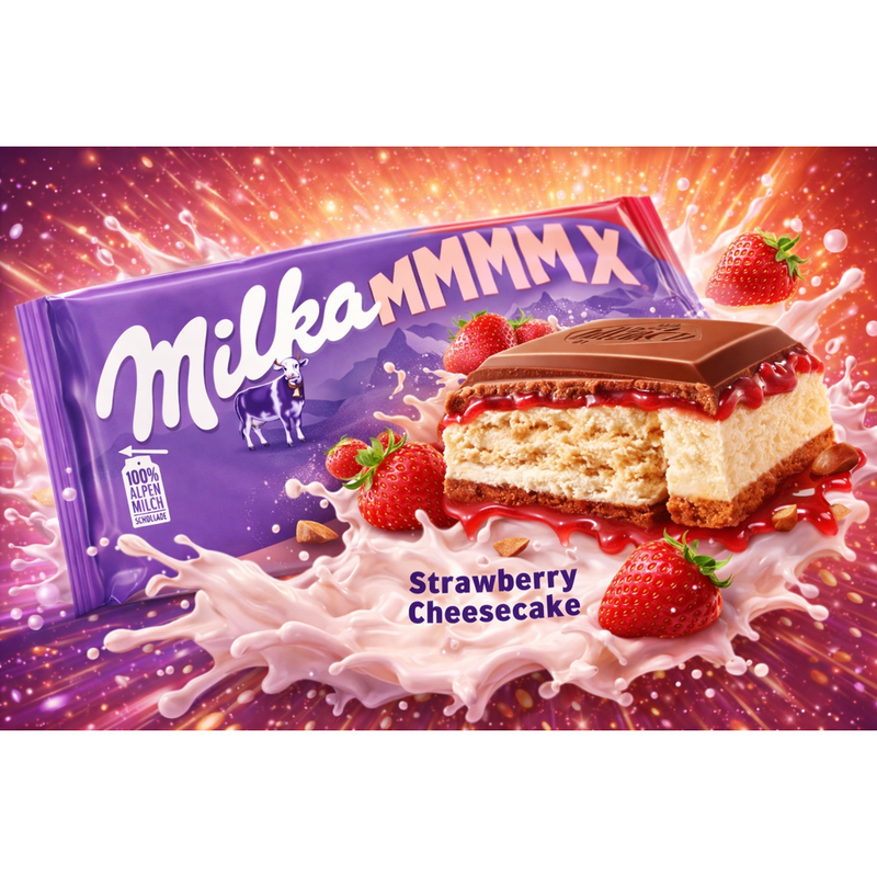 Milka Strawberry Cheesecake Milk Chocolate Bar 300 g