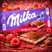 Milka Raspberry Creme Alpine Milk Chocolate Bar 100 g — authentic snack from Switzerland | Hamilton Euromarket