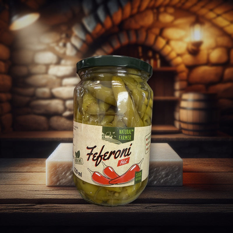 Natural Farmer Feferoni Hot Pickled Peppers, Macedonian 720ml (24.3fl oz)