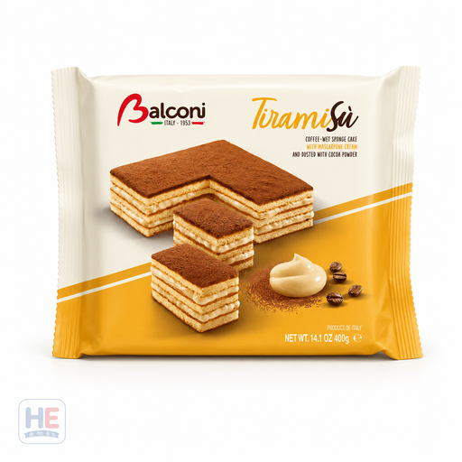 Balconi Tiramisu Sponge Cake 400g — Italian mascarpone-cream layered cake with cocoa