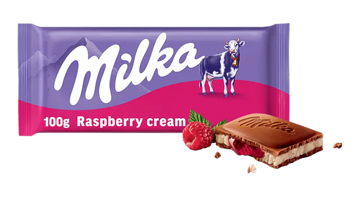 Milka Raspberry Creme Alpine Milk Chocolate Bar 100g (3.5oz)