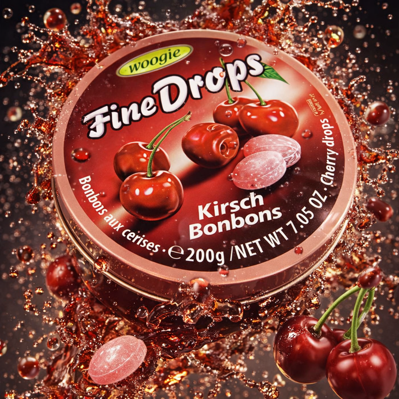 Woogie Cherry Drops Hard Candy 200 g