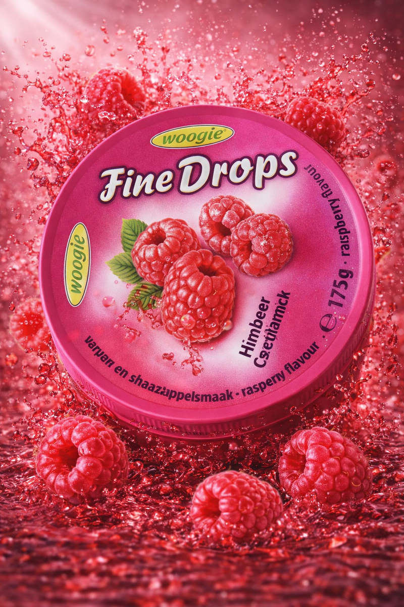 Woogie Fine Drops Raspberry Flavor Hard Candy 175 g