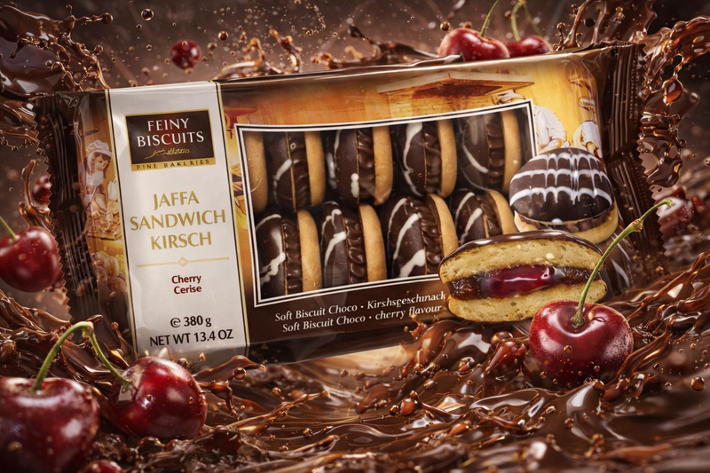 Feiny Biscuits Jaffa Sandwich Cookies Chocolate Cream & Cherry 380 g