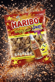 Haribo Happy Cola Sour Gummy Bottles 175 g — authentic snack from Germany | Hamilton Euromarket