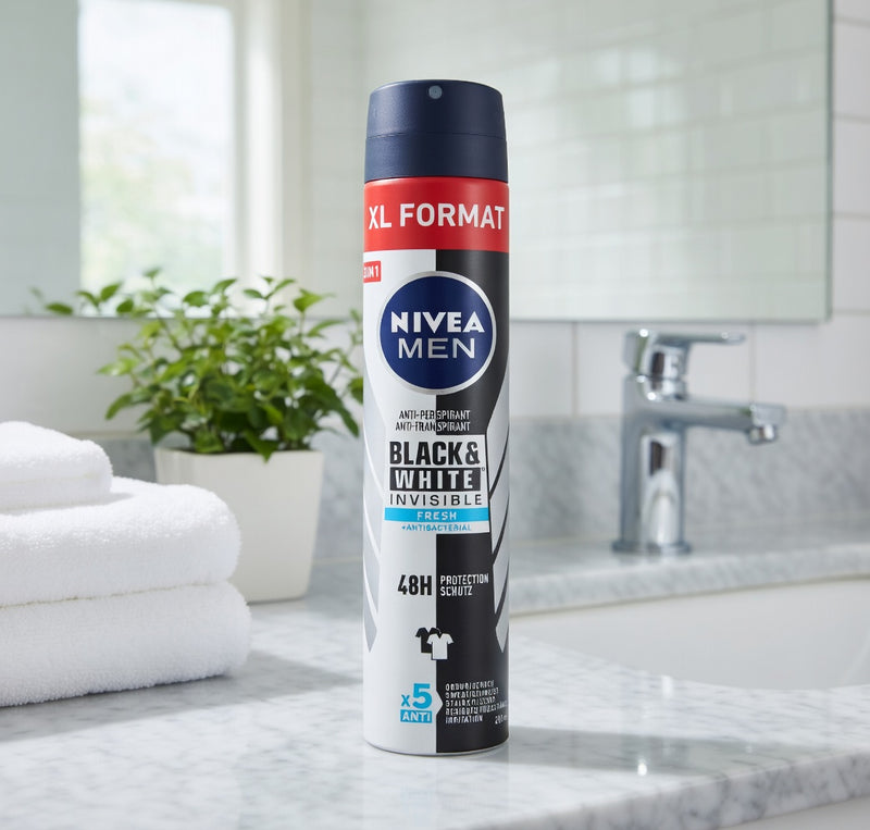 Nivea Men Black & White Invisible Fresh Anti-Perspirant Spray 200 ml — authentic home care from Germany | Hamilton Euromarket