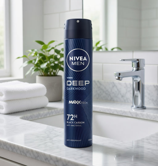 Nivea Men Deep Black Carbon Dark Wood Anti-Perspirant Spray 200 ml — authentic home care from Germany | Hamilton Euromarket