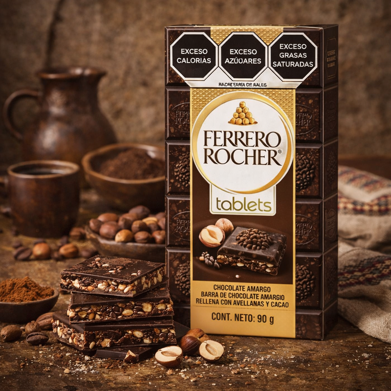 Ferrero Rocher 70% Dark Chocolate Hazelnut & Cocoa Filling Bar 88 g