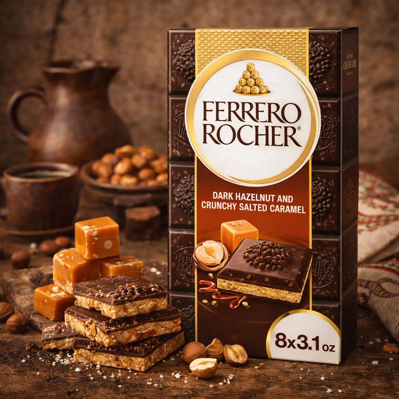 Ferrero Rocher Dark Hazelnut & Crunchy Salted Caramel Chocolate Bar 88 g