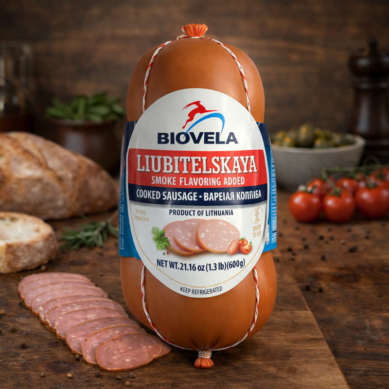 Biovela Ljubitelskaya Cooked Sausage Smoke Flavoring Added (Deli Meat) 600 g