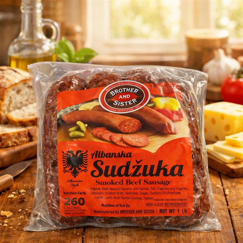 Brother & Sister Albanska Sudžuka Smoked Beef Sausage – Deli Cut (Smoked Sausage)