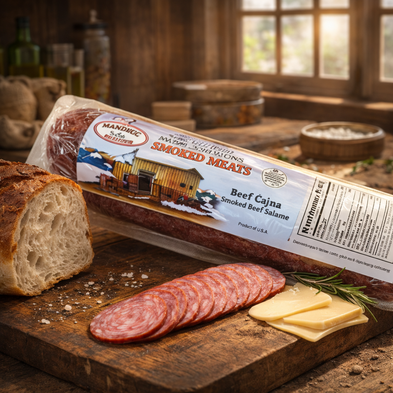 Brother & Sister Beef Cajna Smoked Beef Sausage – Deli Cut