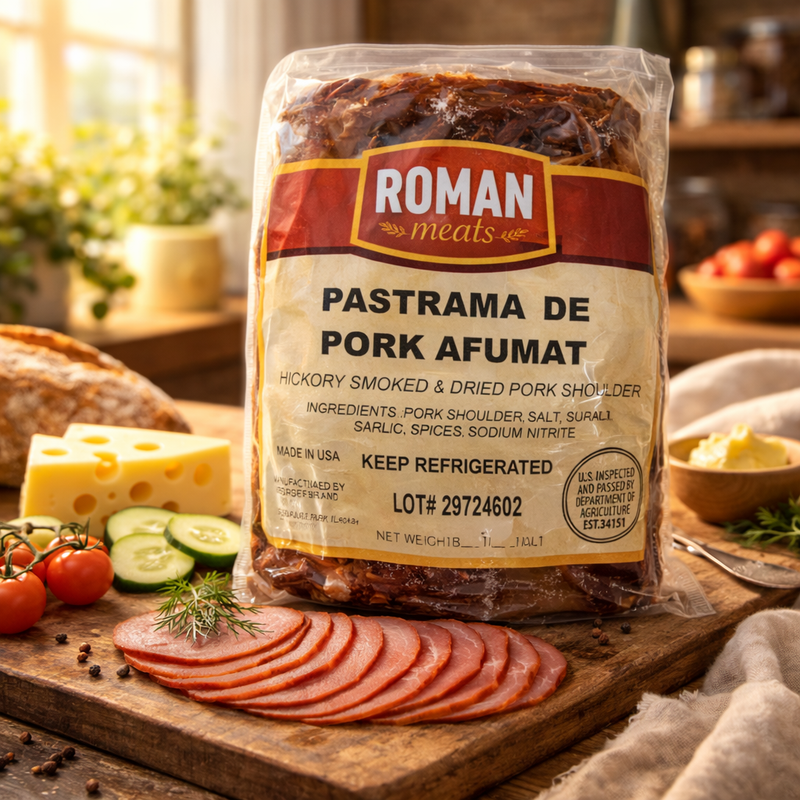 Roman Meats Pastrama de Pork Afumat Smoked Pork Shoulder (Smoked Sausage)