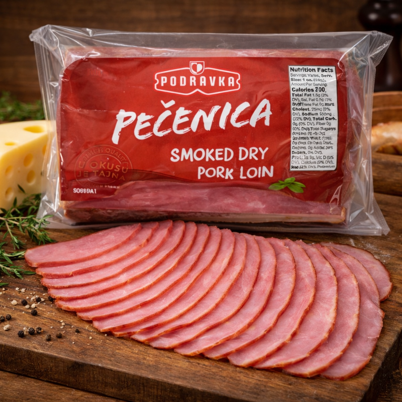 Podravka Pečenica Smoked Dry Pork Loin – Deli Cut (Smoked Sausage)