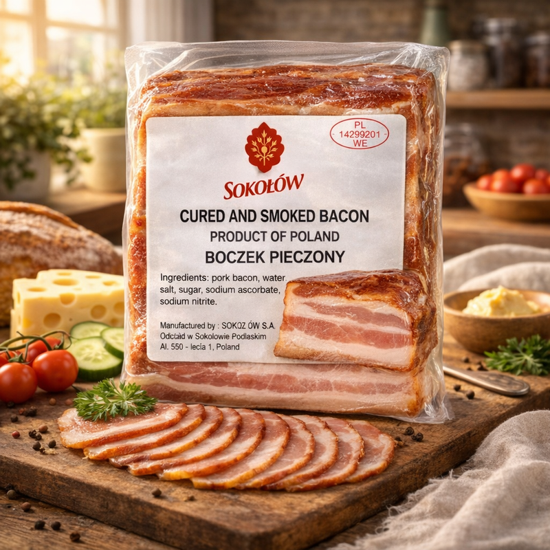 Sokołów Cured and Smoked Bacon (Boczek Pieczony) 422 g