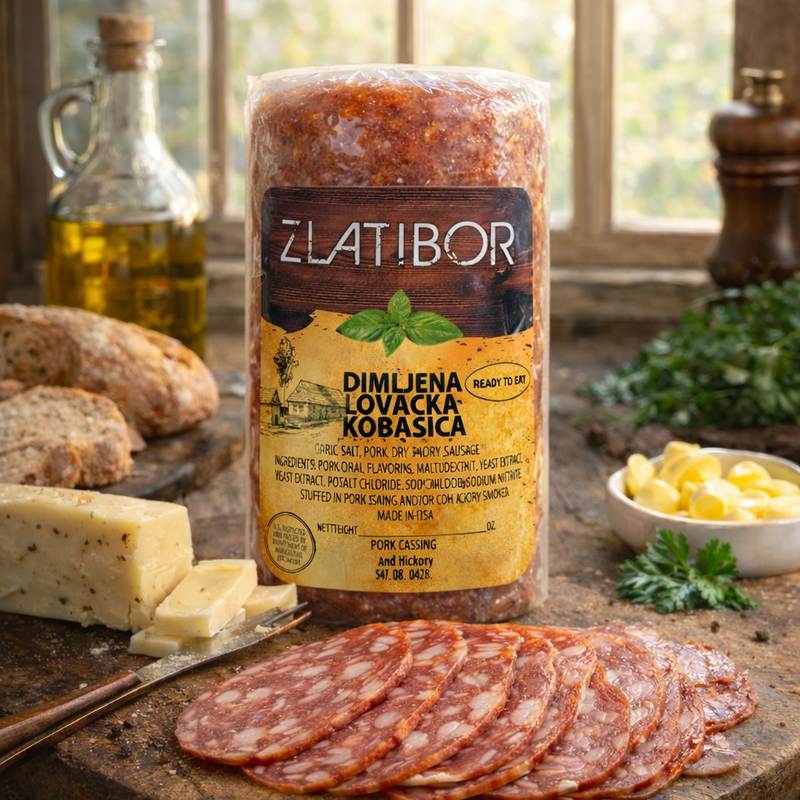 Zlatibor Dimljena Lovačka Kobasica (Smoked Hunter Sausage) – Deli Cut