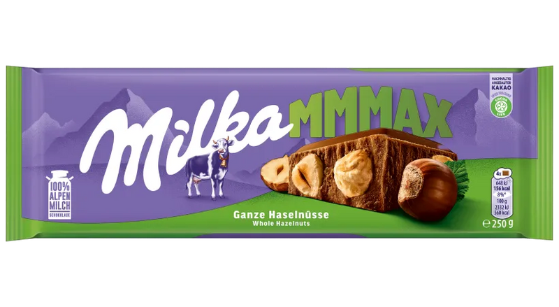 Milka MMMax Whole Hazelnuts Milk Chocolate Bar 250g (8.8oz)