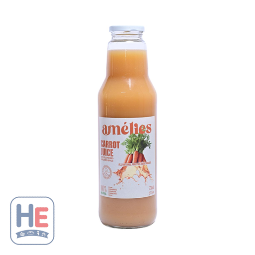 Amelie's Carrot Juice with Cold-Pressed Unfiltered Apples 750ml (25.3 fl oz) | HE hero 834839050024