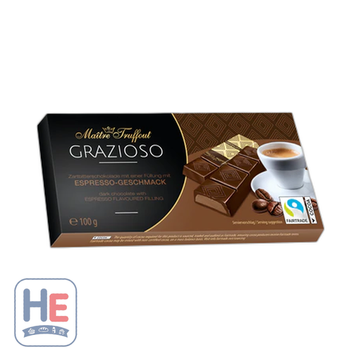 Maitre Truffout Grazioso Dark Chocolate with Espresso Filling 100g (3.5oz) | HE hero 9002859037221