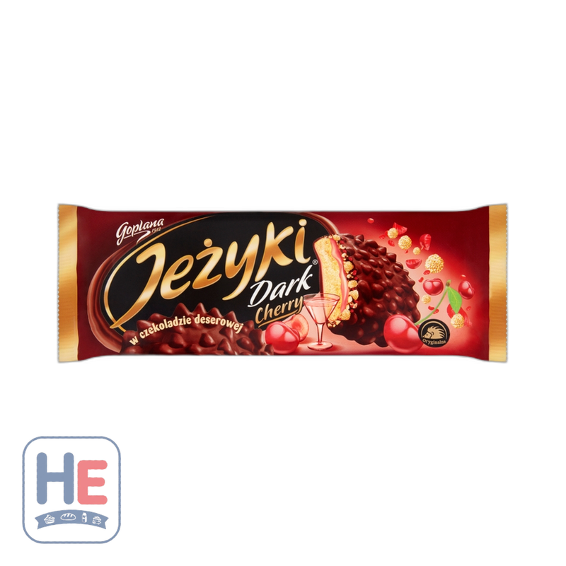 Goplana Jeżyki Dark Cherry Biscuit Fingers in Dark Chocolate 140g (4.9oz) | HE hero 5900352011356