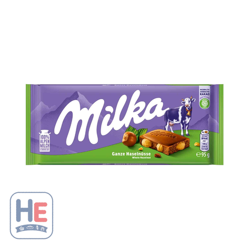 Milka Whole Hazelnuts Milk Chocolate 95g (3.4oz) | HE hero 7622202264177
