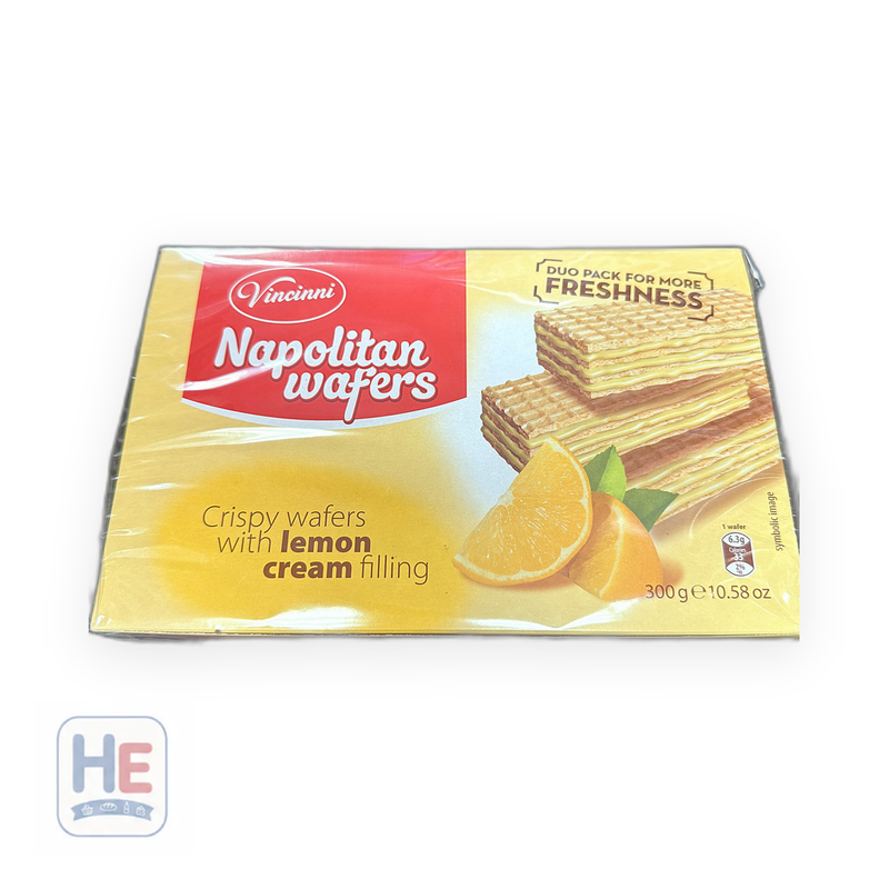 Vincinni Napolitan Wafers Lemon Cream 300g (10.58oz) | HE hero 5310345006786