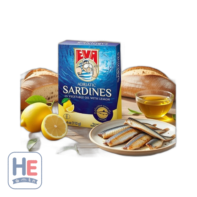 Eva Adriatic Sardines in Vegetable Oil with Lemon, Croatian 115g (4.1oz) | HE hero 842826000969