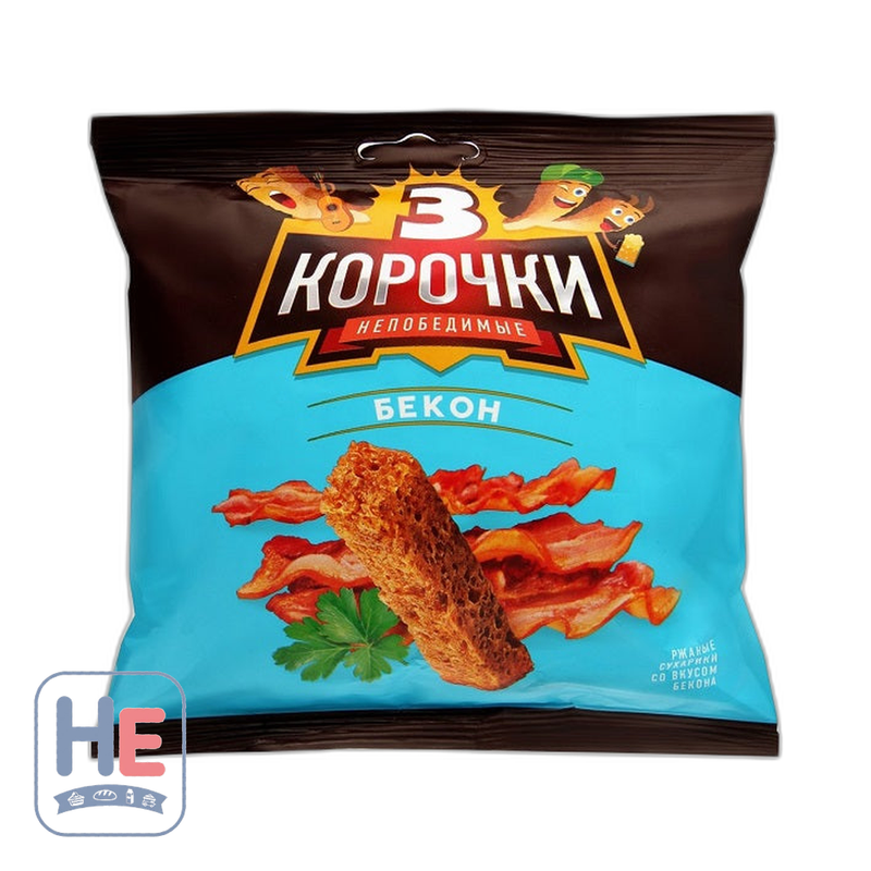 3 Korochki Rye Croutons Bacon 100g (3.5oz) | HE hero 4607024891797