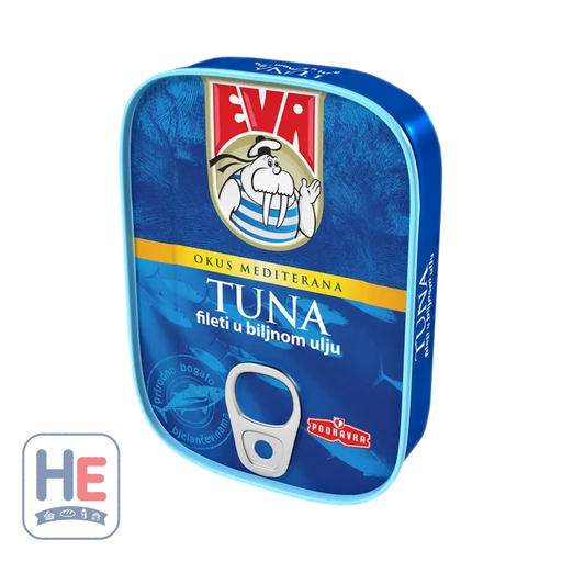 Eva Light Tuna Fillets in Vegetable Oil, Croatian 115g (4.1oz) | HE hero 842826000952