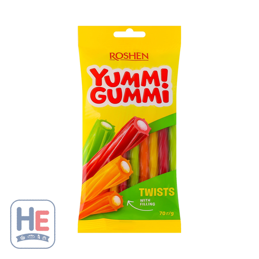 Roshen Yummi Gummi Twists 70g (2.5oz) | HE hero 4823077636271